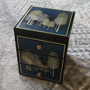 Blue, Silver and Gold Tree Japanese Jewelry Box